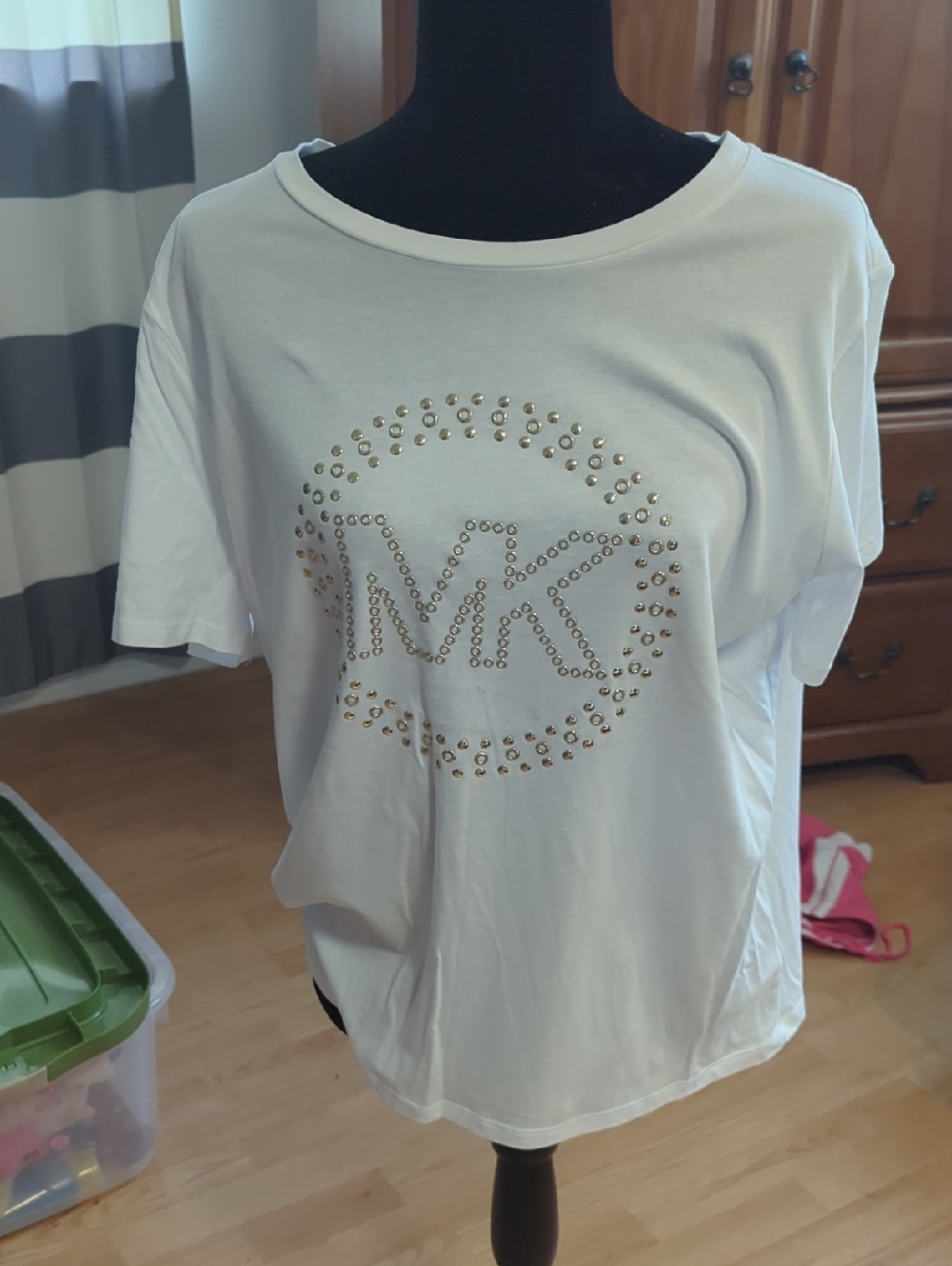 Michael Kors White Studded MK Logo Tee